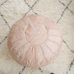 Leather Pouf - Natural